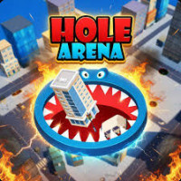 Hole Arena is a fun pinball game where you control a black hole that moves and gets bigger by eating things, buildings, and other holes. The goal is to take over the map by making holes bigger and better while collecting as many coins as you can for hole upgrades.