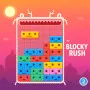 You can play Blocky Rush as many times as you want. To clear the screen, you have to slide blocks left and right to make rows. The objective is to complete the empty rows.