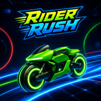 Rider Rush is a 2D motorcycle racing game with neon circuits and hazards. Switch colours, stay balanced, and control every jump to finish the race.